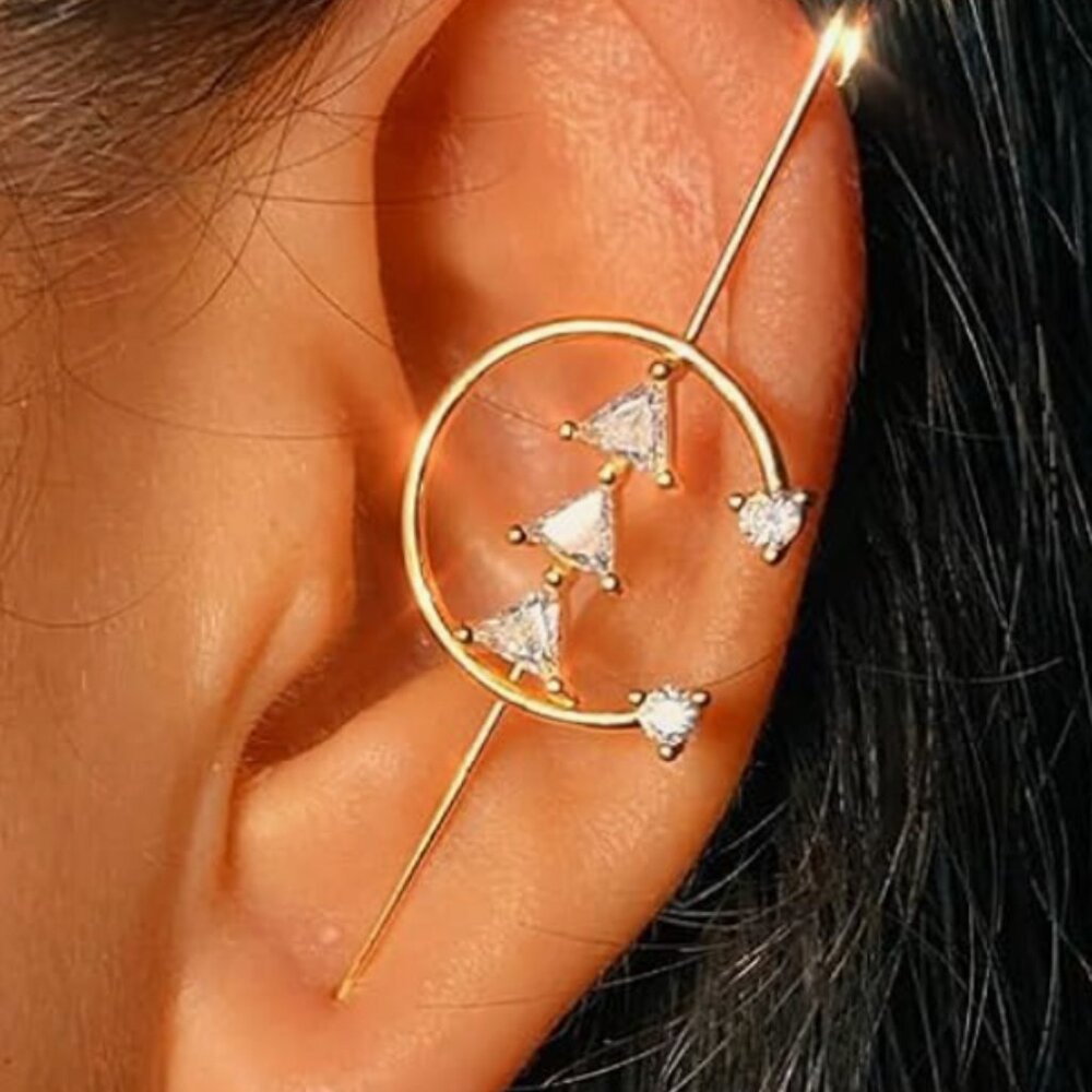 💫 Long Crystal Star Earrings – Dangle Piercing Statement Jewelry!